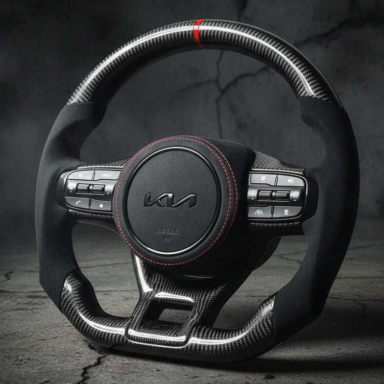 2021-2026+ Kia K5 Optima Custom Carbon Fiber LED Steering Wheel - AutoLEDTech.com