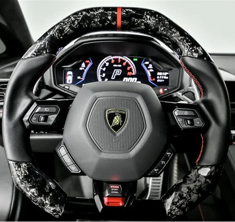 2014-2024 Lamborghini Huracan Custom Carbon Fiber Steering Wheel - AutoLEDTech.com