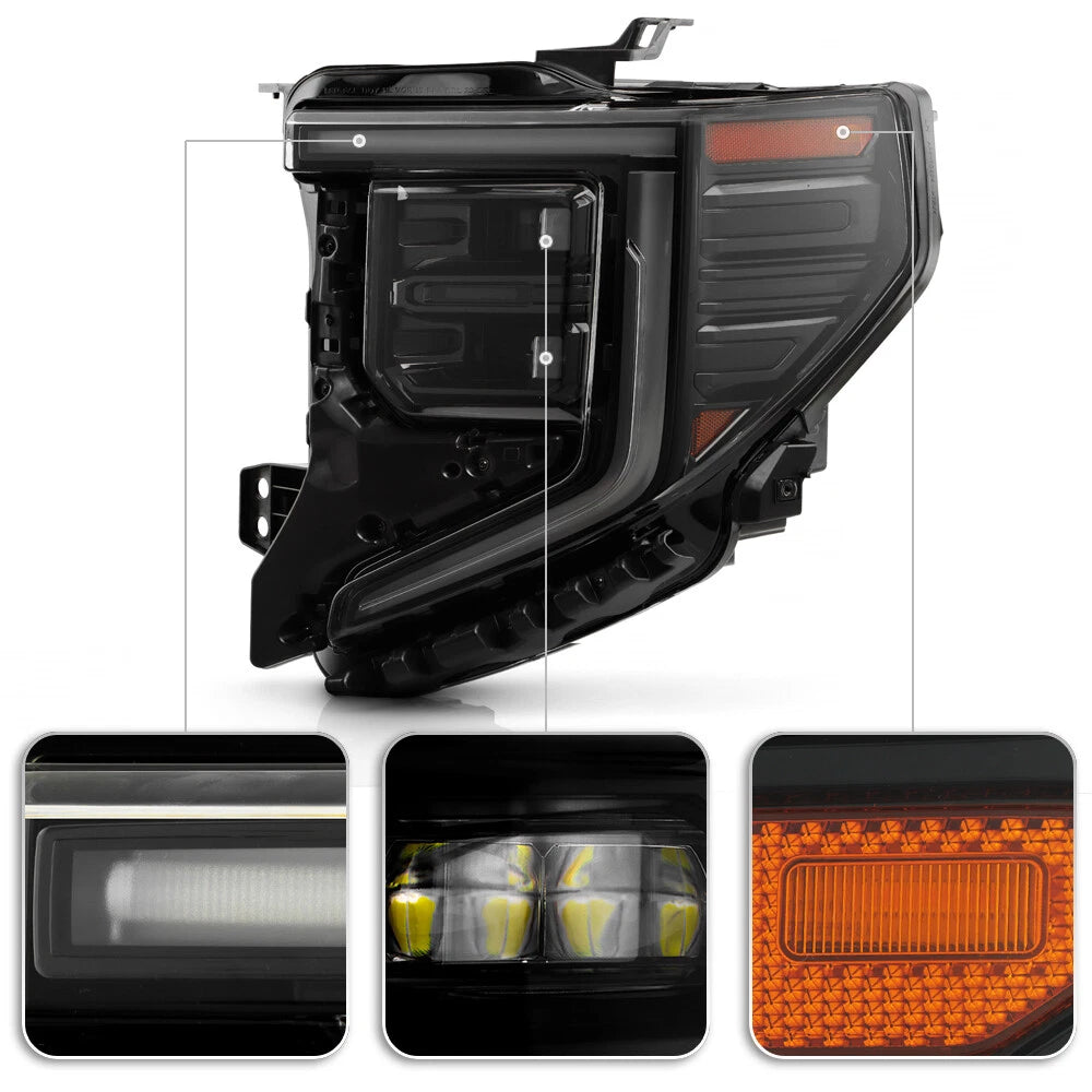 2022-2025+ GMC Sierra 1500 RGBW Flow Series LED DRL Headlights - AutoLEDTech.com