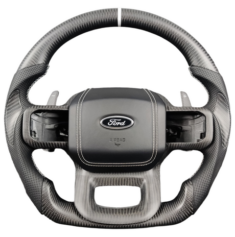 2023-2026+ Ford Super Duty F250 Custom Carbon Fiber Steering Wheel - AutoLEDTech.com