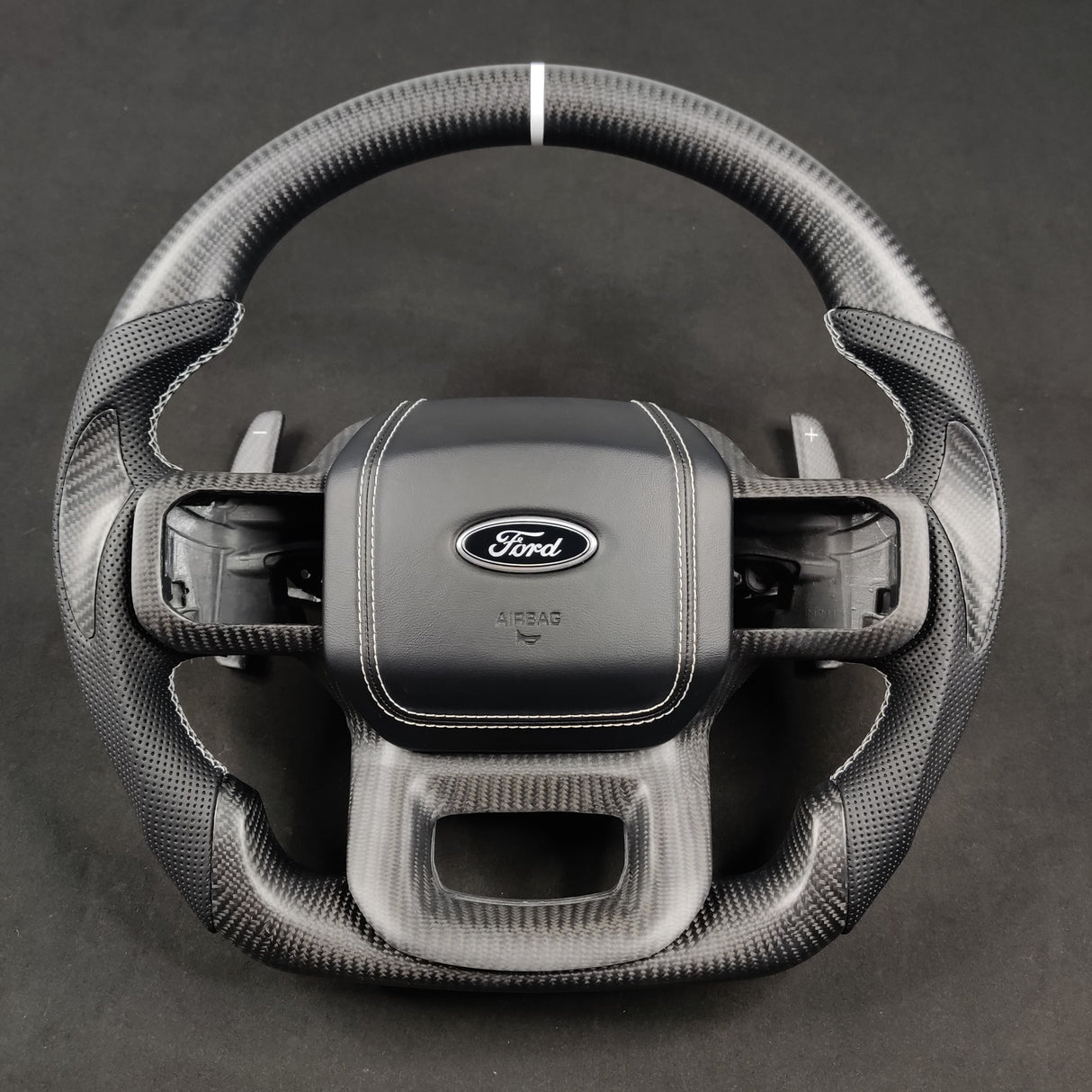 2023-2026+ Ford Super Duty F250 Custom Carbon Fiber Steering Wheel - AutoLEDTech.com