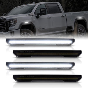 2023-2026+ GMC Canyon Smoked White Amber SCANNING LED Side Markers - AutoLEDTech.com