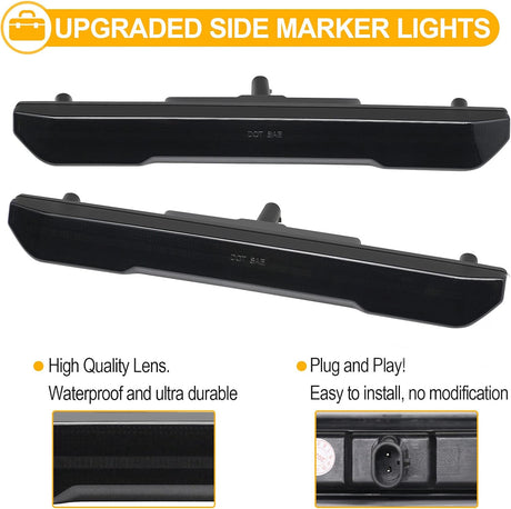 2023-2026+ GMC Canyon Smoked White Amber SCANNING LED Side Markers - AutoLEDTech.com