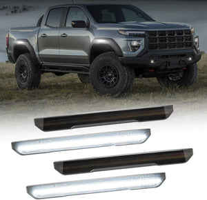 2023-2026+ GMC Canyon Smoked White Amber SCANNING LED Side Markers - AutoLEDTech.com