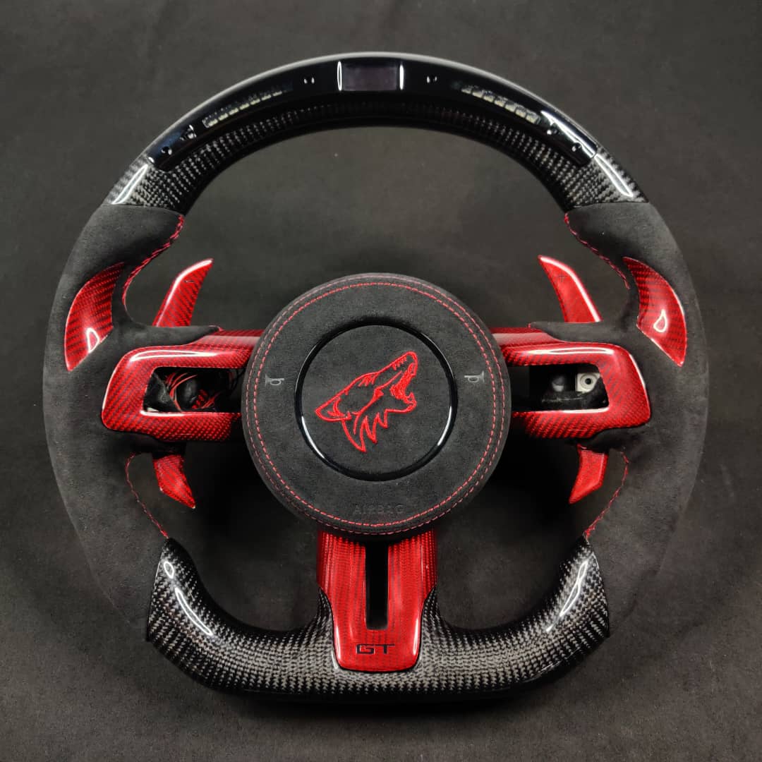 2024-2026+ Ford Mustang S650 Carbon Fiber LED Steering Wheel - AutoLEDTech.com