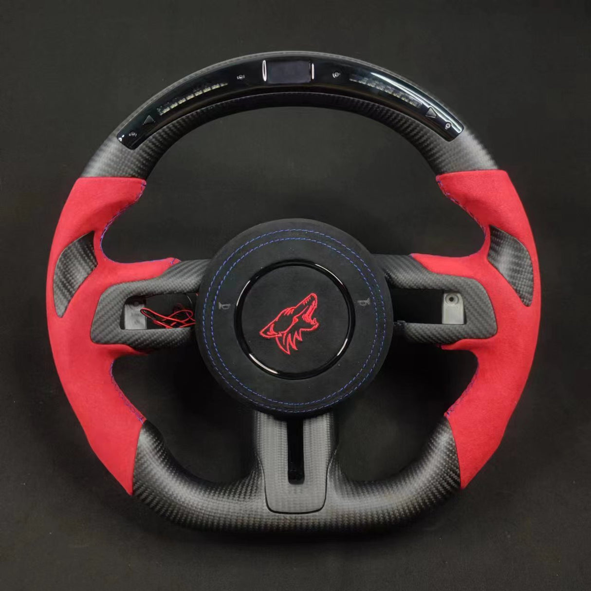 2024-2026+ Ford Mustang S650 Carbon Fiber LED Steering Wheel - AutoLEDTech.com