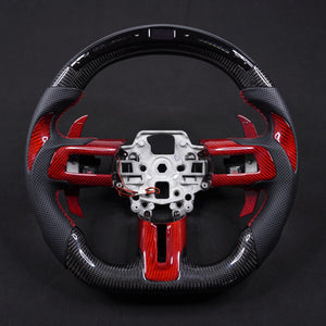 2024-2026+ Ford Mustang S650 Carbon Fiber LED Steering Wheel - AutoLEDTech.com