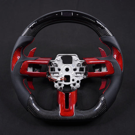 2024-2026+ Ford Mustang S650 Carbon Fiber LED Steering Wheel - AutoLEDTech.com
