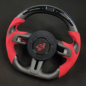 2024-2026+ Ford Mustang S650 Carbon Fiber LED Steering Wheel - AutoLEDTech.com