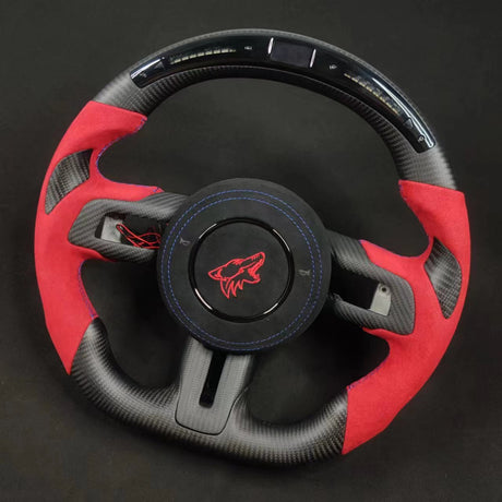2024-2026+ Ford Mustang S650 Carbon Fiber LED Steering Wheel - AutoLEDTech.com