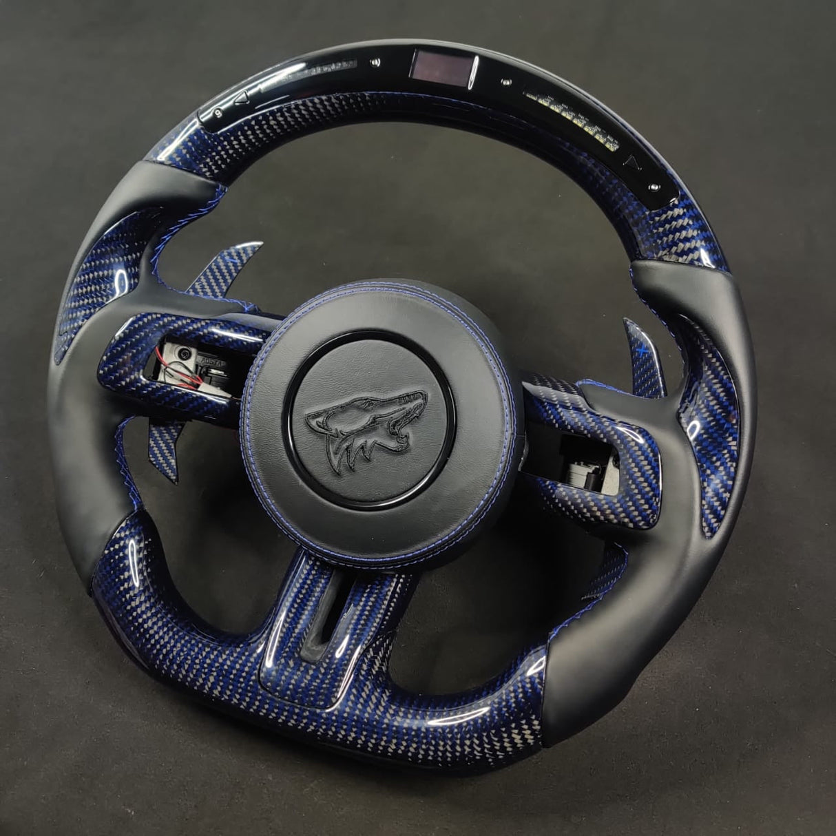 2024-2026+ Ford Mustang S650 Carbon Fiber LED Steering Wheel - AutoLEDTech.com