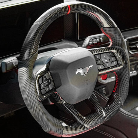 2024-2026+ Ford Mustang S650 Carbon Fiber LED Steering Wheel - AutoLEDTech.com