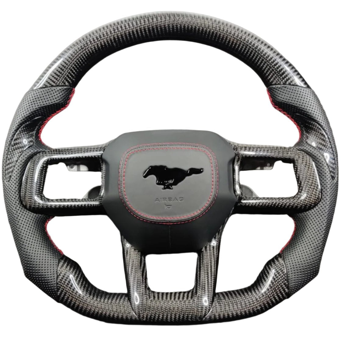 2024-2026+ Ford Mustang S650 Carbon Fiber LED Steering Wheel - AutoLEDTech.com