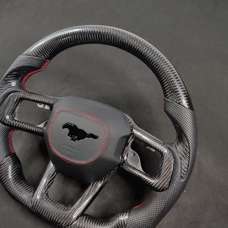 2024-2026+ Ford Mustang S650 Carbon Fiber LED Steering Wheel - AutoLEDTech.com