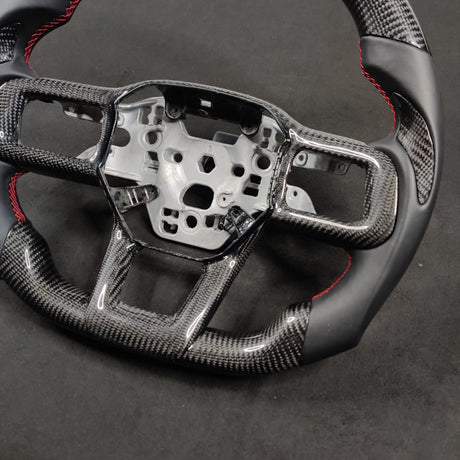 2024-2026+ Ford Mustang S650 Carbon Fiber LED Steering Wheel - AutoLEDTech.com