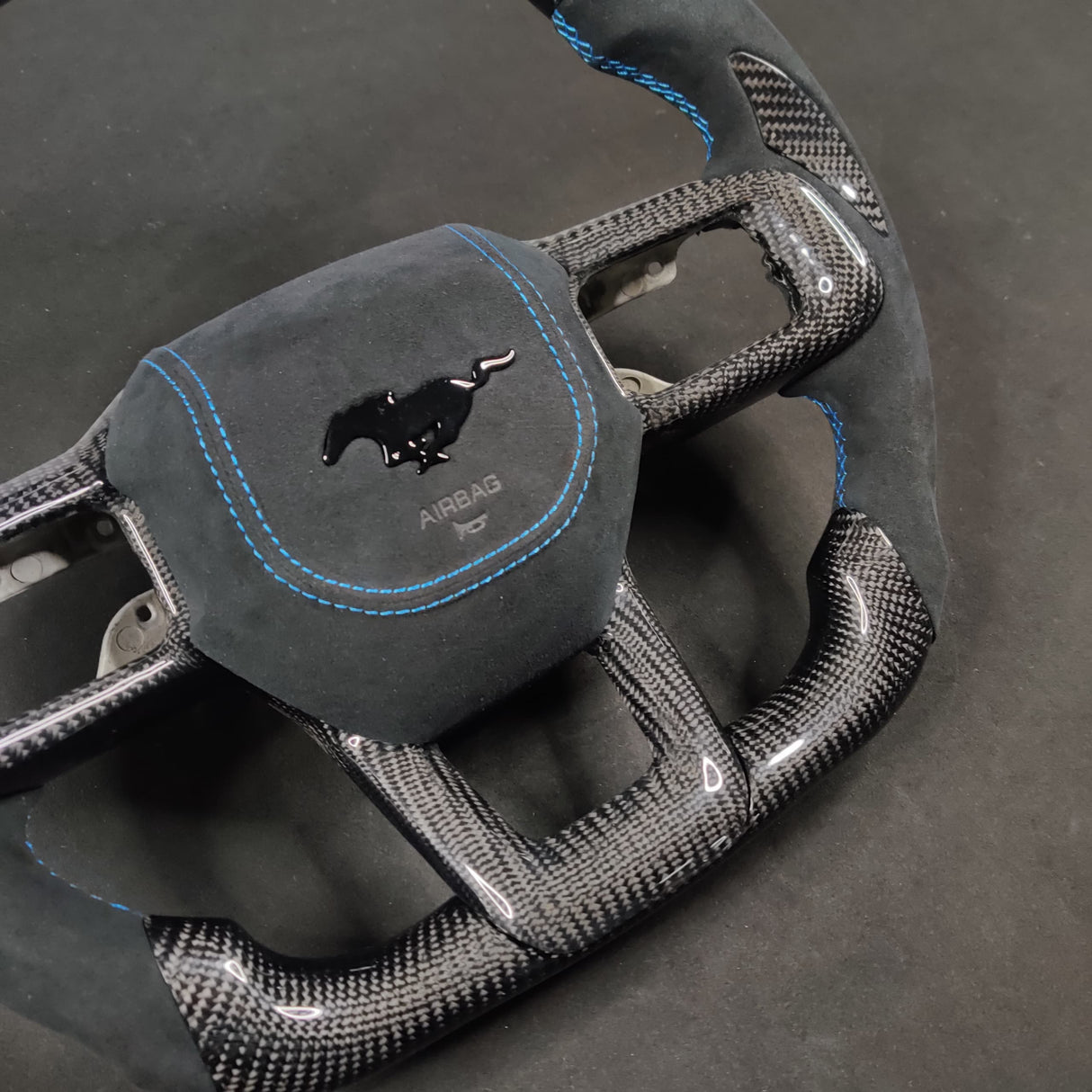 2024-2026+ Ford Mustang S650 Carbon Fiber LED Steering Wheel - AutoLEDTech.com