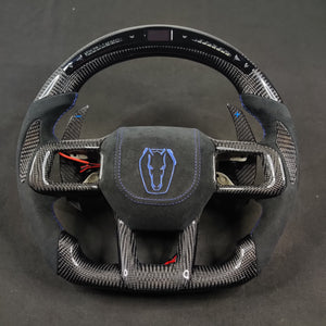 2024-2026+ Ford Mustang S650 Carbon Fiber LED Steering Wheel - AutoLEDTech.com