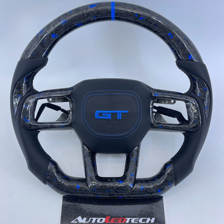 2024-2026+ Ford Mustang S650 Carbon Fiber LED Steering Wheel - AutoLEDTech.com