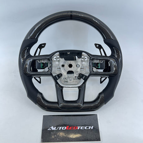 2024-2026+ Ford Mustang S650 Carbon Fiber LED Steering Wheel - AutoLEDTech.com