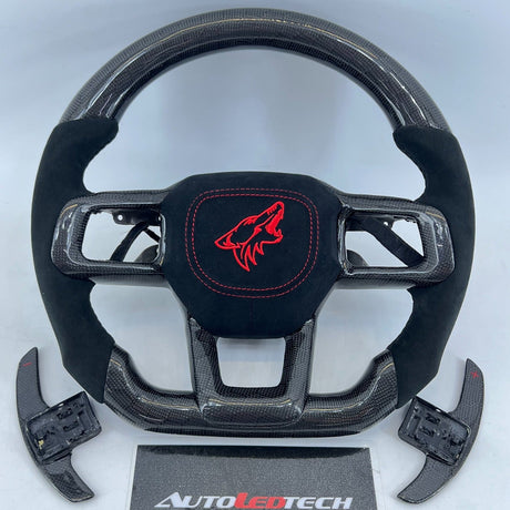 2024-2026+ Ford Mustang S650 Carbon Fiber LED Steering Wheel - AutoLEDTech.com