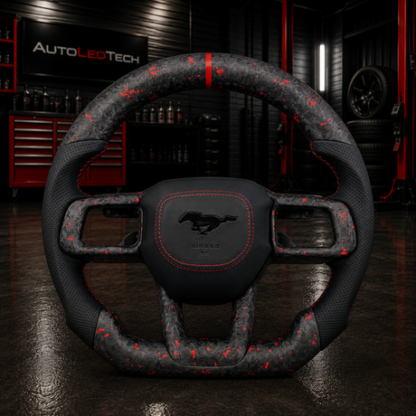 2024-2026+ Ford Mustang S650 Carbon Fiber LED Steering Wheel - AutoLEDTech.com