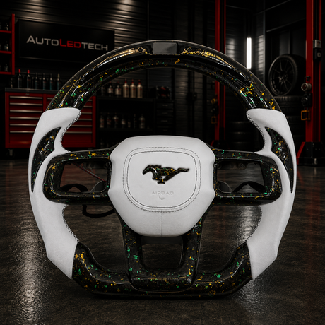 2024-2026+ Ford Mustang S650 Carbon Fiber LED Steering Wheel - AutoLEDTech.com