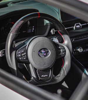 2019-2026+ Toyota Supra Custom Carbon Fiber Steering Wheel - AutoLEDTech.com