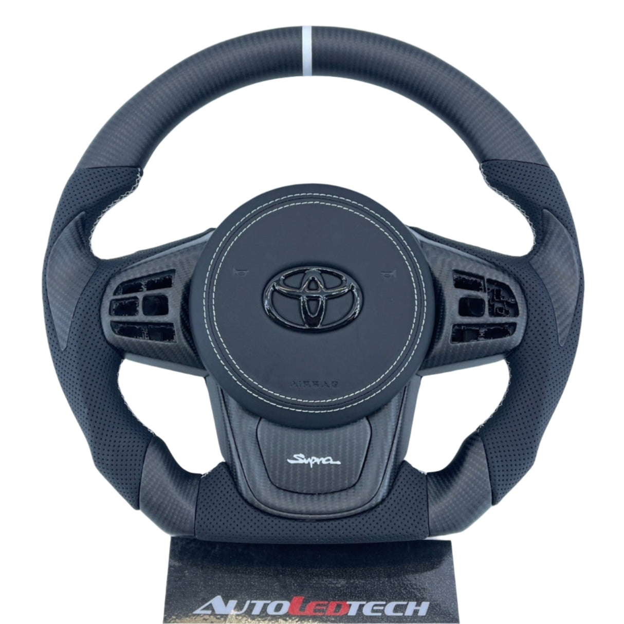 2019-2026+ Toyota Supra Custom Carbon Fiber Steering Wheel - AutoLEDTech.com