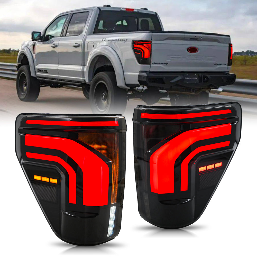 2021+ Ford F150 & Raptor Red/Smoked 24+ Style LED Tail Lights - Fits all models