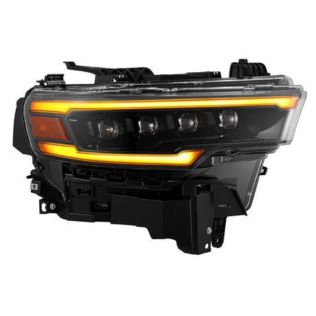 2025-2026 Ram 1500 with AlphaRex NOVA-Series projector headlights installed - front three-quarter view