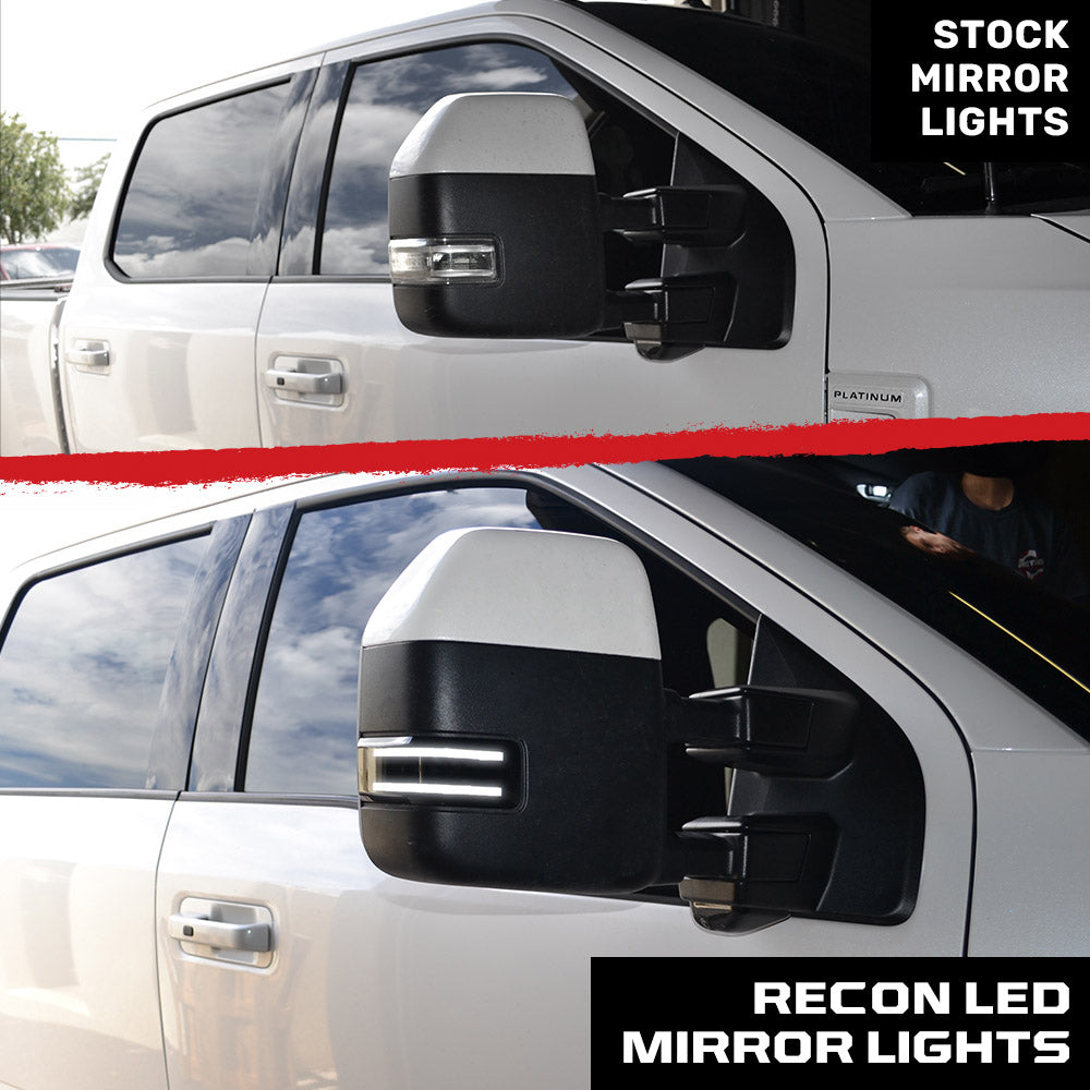 2017-2025+ Ford Super Duty F250 Smoked White Amber LED Mirror Lights