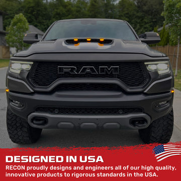 Ram TRX RHO Smoked White/Amber LED Hood + Fender Lights