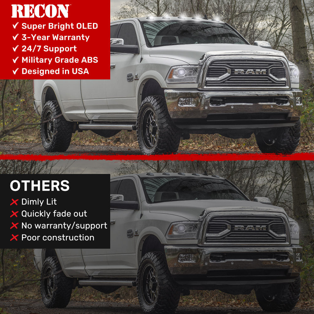 19+ Ram HD 2500 3500 2WAY Smoked White Amber LED Roof Cab Lights
