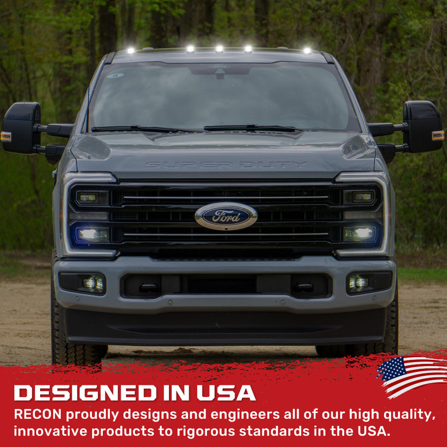 2023-2026+ Ford F250 Super Duty 2WAY Smoked White Amber LED Roof Cab Lights - AutoLEDTech.com