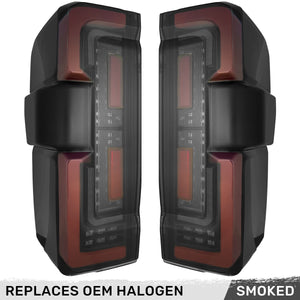 2023-2027+ Ford Super Duty Clear Smoked LED Tail Lights with Startup Sequence - AutoLEDTech.com