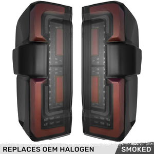2023-2027+ Ford Super Duty Clear Smoked LED Tail Lights with Startup Sequence - AutoLEDTech.com