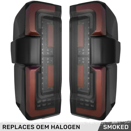 2023-2027+ Ford Super Duty Clear Smoked LED Tail Lights with Startup Sequence - AutoLEDTech.com