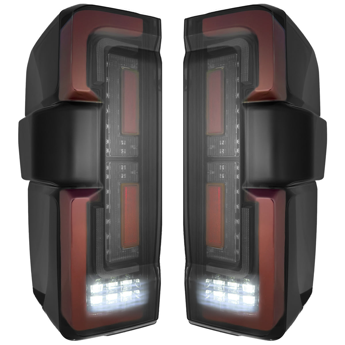 2023-2027+ Ford Super Duty Clear Smoked LED Tail Lights with Startup Sequence - AutoLEDTech.com