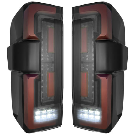2023-2027+ Ford Super Duty Clear Smoked LED Tail Lights with Startup Sequence - AutoLEDTech.com