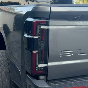 2023-2027+ Ford Super Duty Clear Smoked LED Tail Lights with Startup Sequence - AutoLEDTech.com