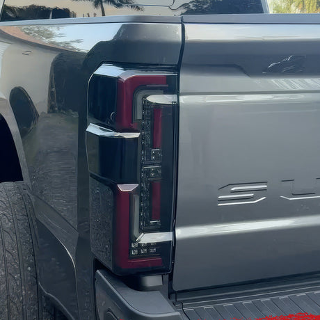 2023-2027+ Ford Super Duty Clear Smoked LED Tail Lights with Startup Sequence - AutoLEDTech.com
