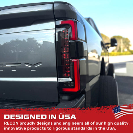 2023-2027+ Ford Super Duty Clear Smoked LED Tail Lights with Startup Sequence - AutoLEDTech.com