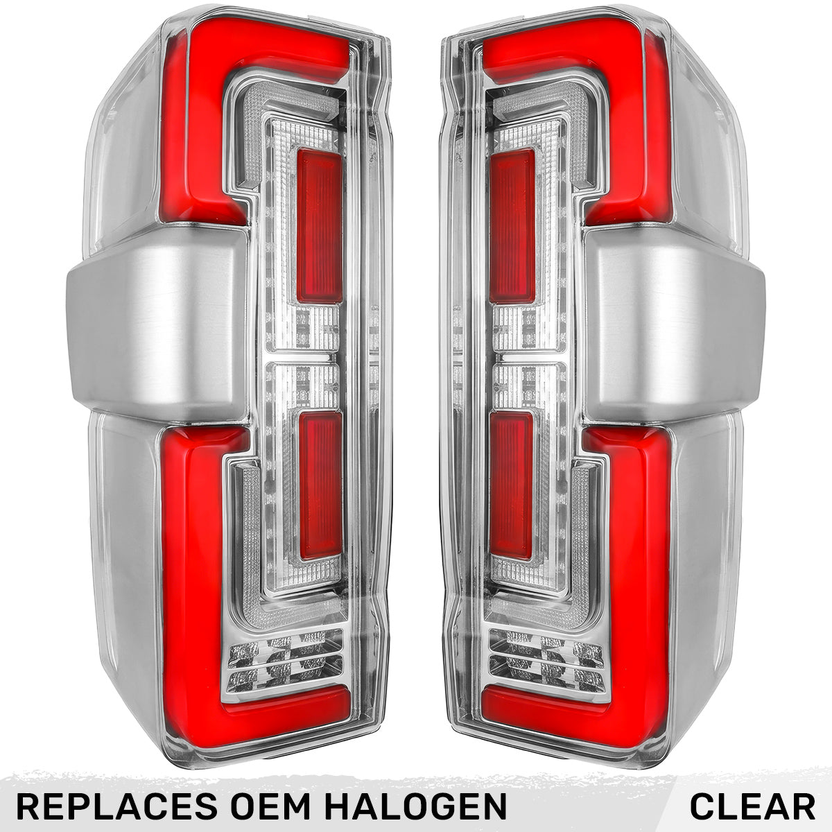 2023-2027+ Ford Super Duty Clear Smoked LED Tail Lights with Startup Sequence - AutoLEDTech.com