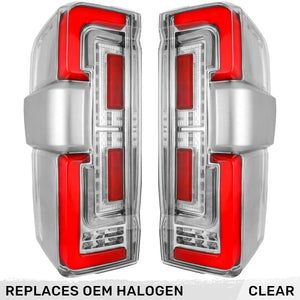 2023-2027+ Ford Super Duty Clear Smoked LED Tail Lights with Startup Sequence - AutoLEDTech.com