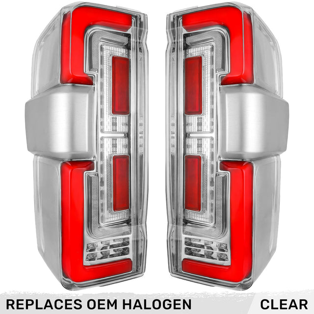 2023-2027+ Ford Super Duty Clear Smoked LED Tail Lights with Startup Sequence - AutoLEDTech.com