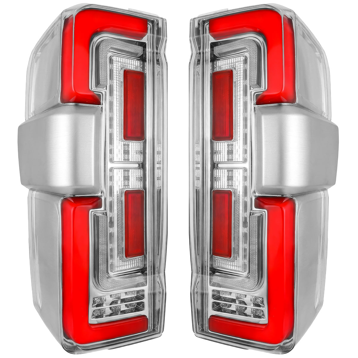 2023-2027+ Ford Super Duty Clear Smoked LED Tail Lights with Startup Sequence - AutoLEDTech.com