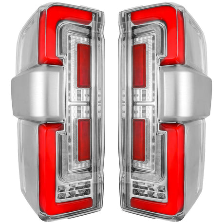2023-2027+ Ford Super Duty Clear Smoked LED Tail Lights with Startup Sequence - AutoLEDTech.com