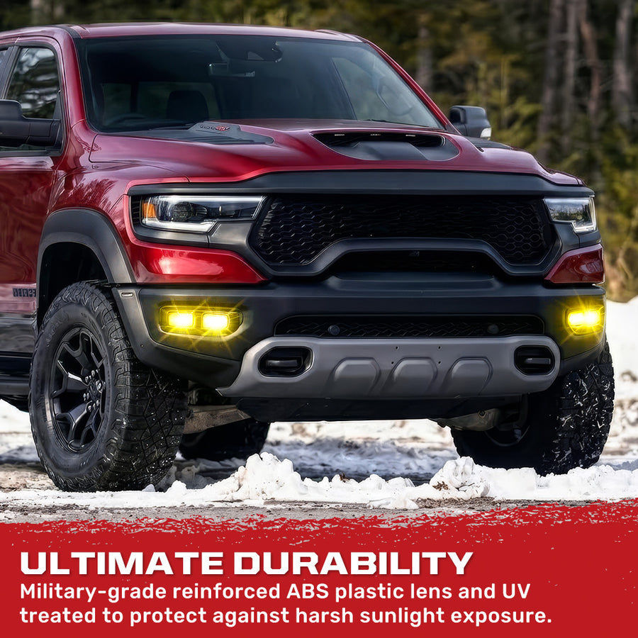 2019-2022 RAM 1500 & HD White Amber LED DRL Fog Lights Pod Kit