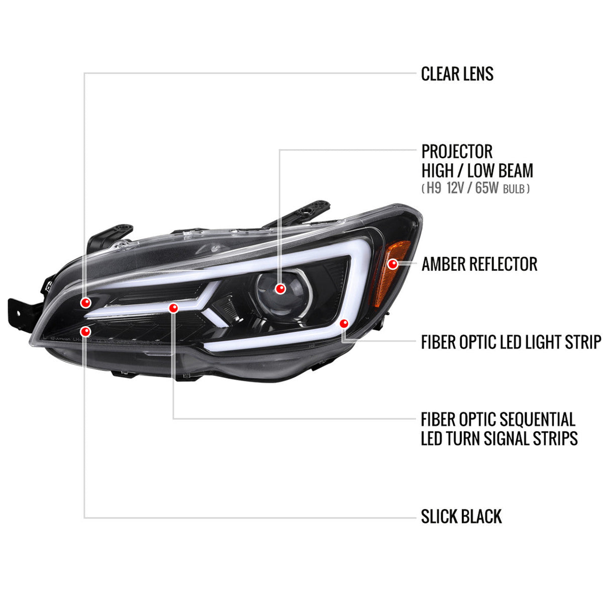 2015-2021 Subaru WRX RGBW Flow Series LED DRL Custom Headlights