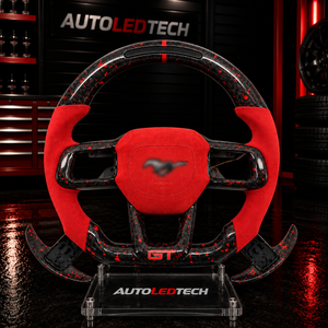 2024-2027+ Ford Mustang Custom Carbon Fiber LED Steering Wheel - AutoLEDTech.com